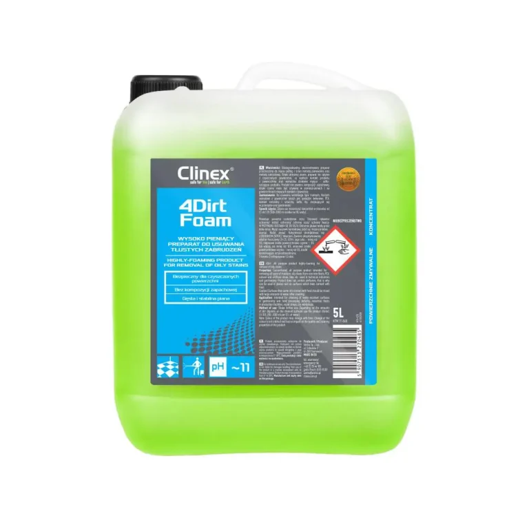 Clinex 4Dirt Foam 5л – пінний засіб для знежирення поверхонь, що контактують з харчовими продуктами